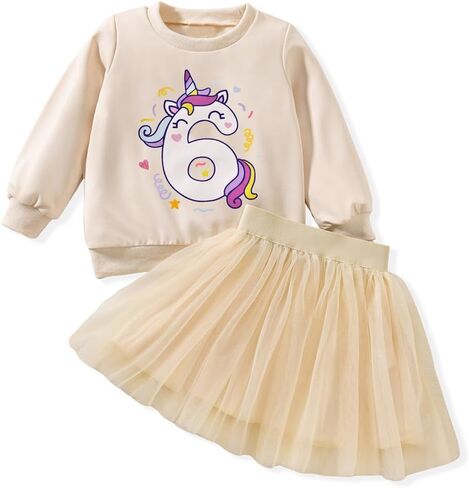 6th Birthday Outfit for Girls 6 Year Old Six Sixth Sweatshirt Tutu Skirt Fall Clothes in Kuwait