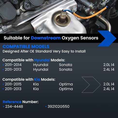 Oxygen O2 Sensor 234-4448 Downstream Compatible with Hyundai Sonata; Compatible with Kia Optima 2011-2013 2.0L 2.4L L4, Oxygen Sensor for 392102G550, 1PCS in Saudi Arabia