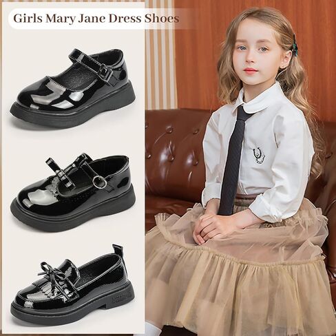 Oamico Toddler Girls Dress Shoes Little Girls Loafers School Uniform Mary Jane Flats for Girls Thick Non-Slip Sole Casual Shoe (Toddler/Little Kids) in Kuwait