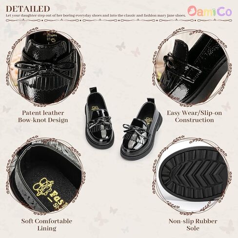 Oamico Toddler Girls Dress Shoes Little Girls Loafers School Uniform Mary Jane Flats for Girls Thick Non-Slip Sole Casual Shoe (Toddler/Little Kids) in Kuwait