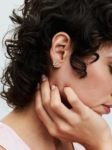 أقراط PANDORA Moments Sparkling Infinity Heart - أقراط مطلية بالذهب عيار 14 قيراط مع زركونيا مكعب - مجوهرات للنساء - تتضمن صندوق هدايا in Saudi Arabia