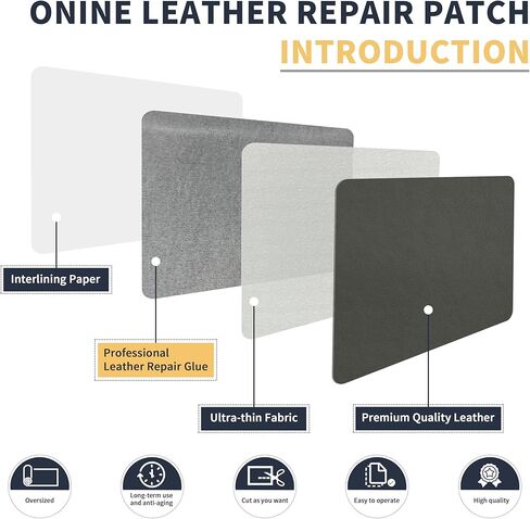 ONine Leather Repair Tape,Self Adhesive Leather Repair Patch,Leather Patches for Furniture,Sofa,Car Seats,Office Chair. Vinyl Repair Kit 3x60in(White Khaki) in Kuwait