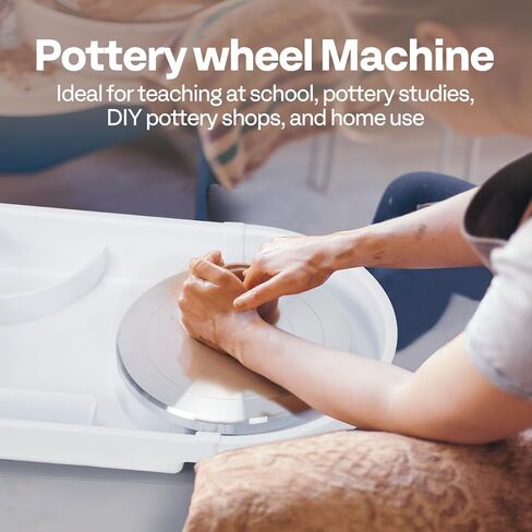 VIVOHOME 25CM Pottery Wheel Forming Machine 350W Electric DIY Clay Tool with Foot Pedal and Detachable Basin for Ceramic Work Art Craft White in Kuwait