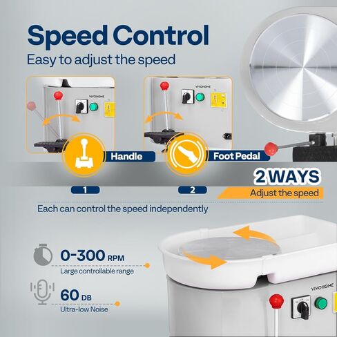VIVOHOME 25CM Pottery Wheel Forming Machine 350W Electric DIY Clay Tool with Foot Pedal and Detachable Basin for Ceramic Work Art Craft White in Kuwait