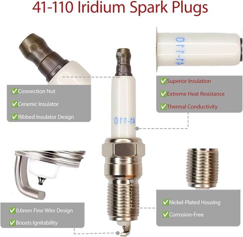 8 Pcs Spark Plug Wires & 41-110 Iridium Spark Plugs Fit for 2000-2013 Chevy Silverado, Tahoe, Suburban, GMC Sierra, Yukon, Cadillac Escalade 4.8L 5.3L 6.0L 6.2L V8, Replace 41-162 9748HH 9748UU in Saudi Arabia