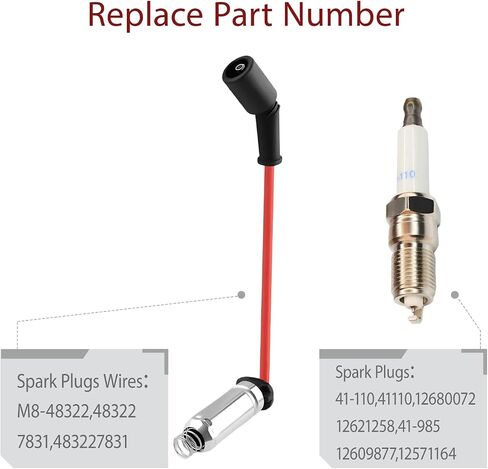 8 Pcs Spark Plug Wires & 41-110 Iridium Spark Plugs Fit for 2000-2013 Chevy Silverado, Tahoe, Suburban, GMC Sierra, Yukon, Cadillac Escalade 4.8L 5.3L 6.0L 6.2L V8, Replace 41-162 9748HH 9748UU in Saudi Arabia