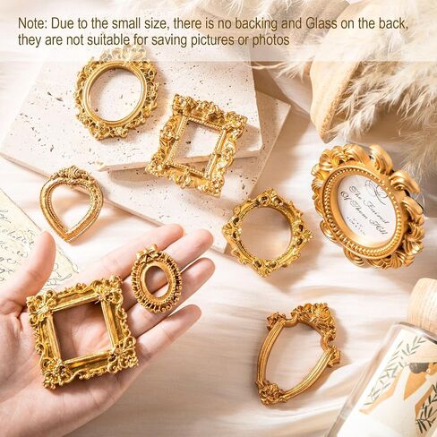 15 Pcs Mini Gold Picture Frames Bulk Vintage Resin Baroque Antique Small Jewelry Table Display Photo Frame Tiny for Christmas Wedding DIY Home Wall Party Decor (Unable to Accommodate Photo) in Saudi Arabia