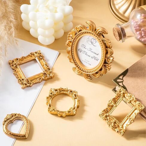 15 Pcs Mini Gold Picture Frames Bulk Vintage Resin Baroque Antique Small Jewelry Table Display Photo Frame Tiny for Christmas Wedding DIY Home Wall Party Decor (Unable to Accommodate Photo) in Saudi Arabia