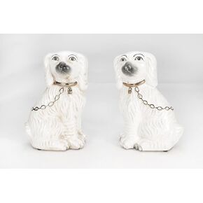 AAI Staffordshire Dog Ceramic Statues Antique White with Crackle Finish (Set of 2) in Saudi Arabia