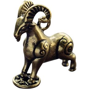 VICASKY النحاس الماعز تمثال المعلقات زخرفة الماعز الصغيرة فنغ شوي الصينية زودياك تمثال محظوظ الأغنام تمثال سطح المكتب تحصيل الحرف الزينة النحت الحيوان لرف الكتب المكتب in Kuwait