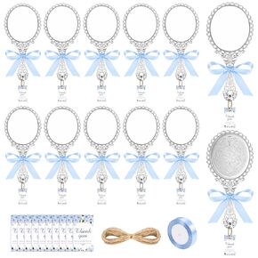 Vintage Handheld Mirror 24 Set Large Handheld Compact Mirror with Ribbon and Thank You Tags Vintage Makeup Mirror Compact Travel Mirror Hand Mirror for Wedding Princess Party Favors (Gold) in Kuwait