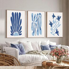 الأزرق الساحلي المرجاني جدار الفن مجموعة من 3 البحرية الأزرق المحيط المرجان جدار ديكور مجردة الشاطئ المرجان قماش المشارك يطبع صور لغرفة النوم غرفة المعيشة النوم مؤطرة 12x16 بوصة in Kuwait