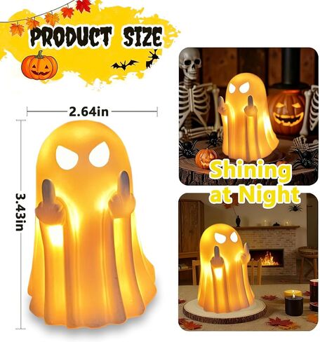 Halloween Ghost Figurine, Light Up Ghost for Halloween Decorations, Resin Spooky Statue with LED, Indoor Decor Home Table, Party Fireplace Desk Porch in Saudi Arabia