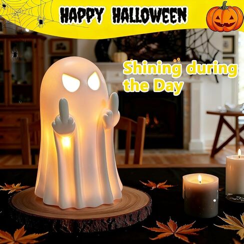 Halloween Ghost Figurine, Light Up Ghost for Halloween Decorations, Resin Spooky Statue with LED, Indoor Decor Home Table, Party Fireplace Desk Porch in Saudi Arabia