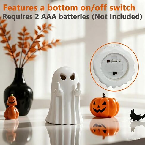 Halloween Ghost Figurine, Light Up Ghost for Halloween Decorations, Resin Spooky Statue with LED, Indoor Decor Home Table, Party Fireplace Desk Porch in Saudi Arabia