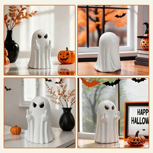 Halloween Ghost Figurine, Light Up Ghost for Halloween Decorations, Resin Spooky Statue with LED, Indoor Decor Home Table, Party Fireplace Desk Porch in Saudi Arabia