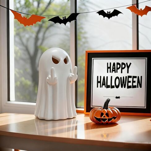Halloween Ghost Figurine, Light Up Ghost for Halloween Decorations, Resin Spooky Statue with LED, Indoor Decor Home Table, Party Fireplace Desk Porch in Saudi Arabia
