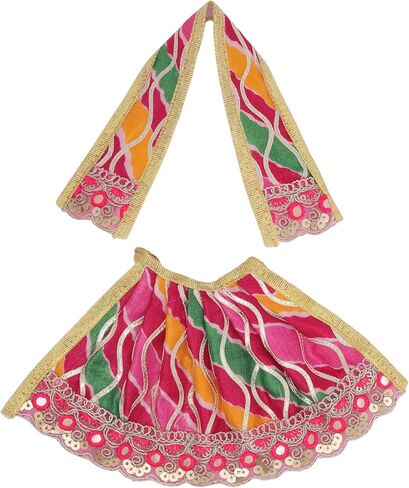 Set of 2 Durga Devi MATA Dress poshak vastra Cloth lehanga Chunari for God Idol Statue for Home Temple Pooja Item Indian Traditional Festival Navratri Special Dress(Size:-4")(Red and Yellow) in Saudi Arabia