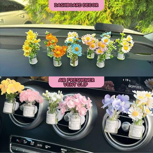 Girl Girly Car Accessories for Women, Cute Car Decor Dashboard Decorations, Cute Flower Air Freshener Vent Clips, Auto Interior Dash Ornament Accessories (pink daisy, small) in Saudi Arabia