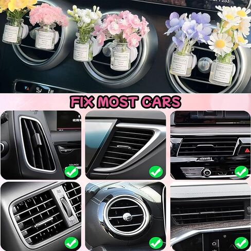 Girl Girly Car Accessories for Women, Cute Car Decor Dashboard Decorations, Cute Flower Air Freshener Vent Clips, Auto Interior Dash Ornament Accessories (pink daisy, small) in Saudi Arabia