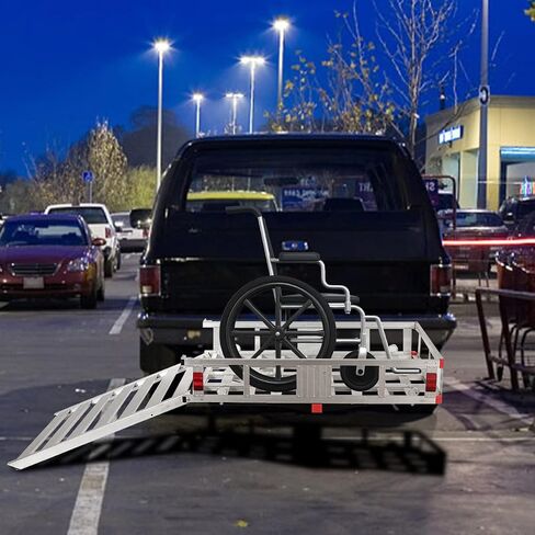 حامل بضائع من الألومنيوم من IRONMAX مع منحدر، حامل كرسي متحرك للسكوتر المتنقل مقاس 50 بوصة × 29.5 بوصة، حامل شحن بوصلة سحب للسيارة والشاحنة وسيارات الدفع الرباعي والمركبات الترفيهية بسعة 500 رطل in Saudi Arabia