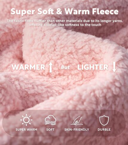 DAVID ARCHY Women's Thickened Fleece Pajamas Warm Soft Fluffy Winter Loungewear Thermal Sleep Pjs Set with Pockets in Saudi Arabia