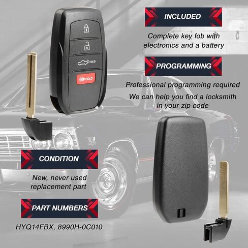Keyless Entry Remote Key Fob Replacement 4-Button for 2022 2023 2024 Toyota Tundra (HYQ14FBX, 8990H-0C010) in Saudi Arabia