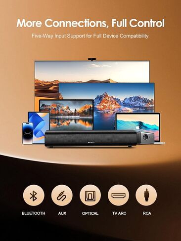 Sound Bars for TV 16-inch, Cinematic TV Bluetooth Sound Bar with Impactful Bass, Dynamic Lights and Remote Control, Wall Mountable Sound Bar Work with Traditional or Smart TV, Computer in Saudi Arabia