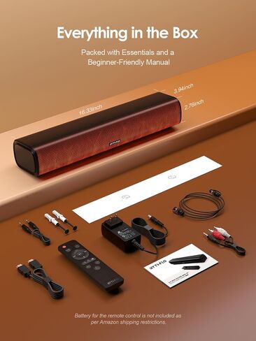 Sound Bars for TV 16-inch, Cinematic TV Bluetooth Sound Bar with Impactful Bass, Dynamic Lights and Remote Control, Wall Mountable Sound Bar Work with Traditional or Smart TV, Computer in Saudi Arabia