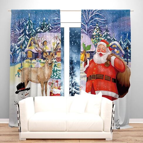 82x84 Inches Christmas Snowflake Window Curtains Xmas Ornaments Coniferous Pine Tree Tinsel Theme Bedroom Living Room Decorative Curtains Drapes 2 Panel in Saudi Arabia