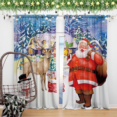 82x84 Inches Christmas Snowflake Window Curtains Xmas Ornaments Coniferous Pine Tree Tinsel Theme Bedroom Living Room Decorative Curtains Drapes 2 Panel in Saudi Arabia