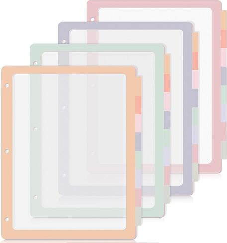 4 Set 8 Tab Binder Dividers for 3 Ring 8.5 x 11 Inch Plastic Binder Dividers with Tabs Multicolor Letter Size Page Dividers 3 Hole Punch Clear File Organizer for School(Morandi Color) in Saudi Arabia