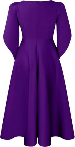 Women's Vintage Retro Tea Dress Round Neck High Waist Petal Sleeve A Line Cocktail Midi Dress in Saudi Arabia