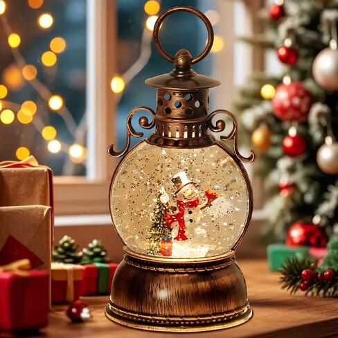 عيد الميلاد سنو غلوب فانوس المياه المتلألئة مشهد رجل ثلج مع الموسيقى والمؤقت، USB مبطن / بطارية تعمل فانوس المياه المضاء لهدايا عيد الميلاد الديكور in Kuwait