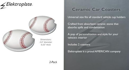 Elektroplate Soccer Ball Automotive Ceramic Coasters (2.6" Diameter) | Universal Fit for All Cars, Trucks, SUVs, and More | Absorbent Non-Slip Durable | Set of 2 in Saudi Arabia