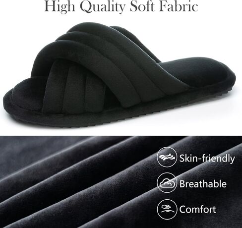 GOEWY Cross Band Slippers for Women with Cozy Memory Foam Machine Washable | Open Toe Summer Cute Slipper,Soft Black House Shoes Slides,Indoor Outdoor Non-Slip Slip On,Gifts for Women Ladies Her Mom in Saudi Arabia