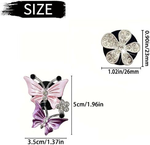 4 Pcs Bling Butterfly and Silver Daisy Car Air Fresheners Vent Clips Diffuser Vent Clip Rhinestone Diamond Decoration Car Interior Decor Cute Accessories for Women, Automotive Air Fresheners (Pink, 2) in Saudi Arabia