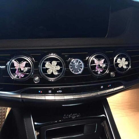 4 Pcs Bling Butterfly and Silver Daisy Car Air Fresheners Vent Clips Diffuser Vent Clip Rhinestone Diamond Decoration Car Interior Decor Cute Accessories for Women, Automotive Air Fresheners (Pink, 2) in Saudi Arabia