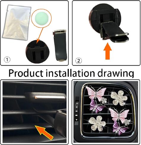 4 Pcs Bling Butterfly and Silver Daisy Car Air Fresheners Vent Clips Diffuser Vent Clip Rhinestone Diamond Decoration Car Interior Decor Cute Accessories for Women, Automotive Air Fresheners (Pink, 2) in Saudi Arabia