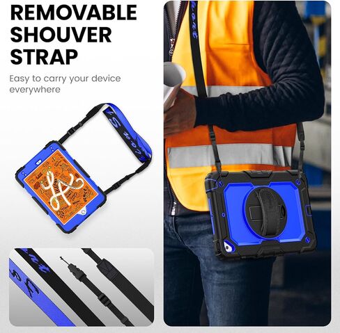 Case for iPad Mini 5th Generation, for iPad Mini 5/ Mini 4 Case, Timecity Heavy Duty Case with Screen Protector, Kickstand Hand/Shoulder Strap Pencil Holder for iPad Mini 5th/4th Gen 7.9''- Orange in Kuwait