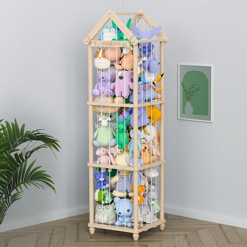 Stuffed Animal Storage, Wood Stuffed Animal Zoo Storage,3D Zoo Plaque Toy Organizer, Extra Large Capacity Plush Toy Cage,Stuffed Animal Holder,Gift for Nursery Playroom Kidroom Decor-XL in Kuwait