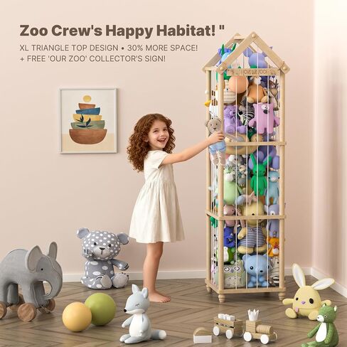 Stuffed Animal Storage, Wood Stuffed Animal Zoo Storage,3D Zoo Plaque Toy Organizer, Extra Large Capacity Plush Toy Cage,Stuffed Animal Holder,Gift for Nursery Playroom Kidroom Decor-XL in Kuwait