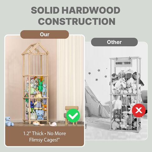 Stuffed Animal Storage, Wood Stuffed Animal Zoo Storage,3D Zoo Plaque Toy Organizer, Extra Large Capacity Plush Toy Cage,Stuffed Animal Holder,Gift for Nursery Playroom Kidroom Decor-XL in Kuwait
