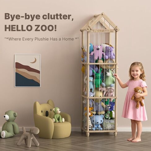 Stuffed Animal Storage, Wood Stuffed Animal Zoo Storage,3D Zoo Plaque Toy Organizer, Extra Large Capacity Plush Toy Cage,Stuffed Animal Holder,Gift for Nursery Playroom Kidroom Decor-XL in Kuwait