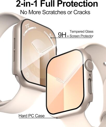 Smiling 2 Pack Case Built in Tempered Glass Screen Protector Compatible with Apple Watch Ultra 2/Ultra 49mm, Hard PC Case Overall Protective Cover- 1 Black + 1 Transparent in Saudi Arabia