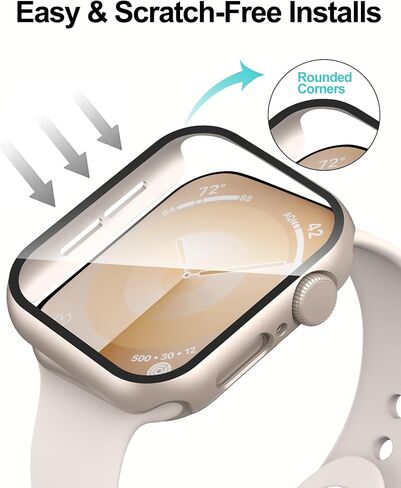 Smiling 2 Pack Case Built in Tempered Glass Screen Protector Compatible with Apple Watch Ultra 2/Ultra 49mm, Hard PC Case Overall Protective Cover- 1 Black + 1 Transparent in Saudi Arabia