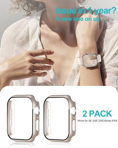Smiling 2 Pack Case Built in Tempered Glass Screen Protector Compatible with Apple Watch Ultra 2/Ultra 49mm, Hard PC Case Overall Protective Cover- 1 Black + 1 Transparent in Saudi Arabia