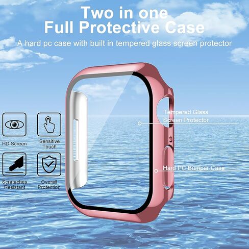 Smiling 2 Pack Case Built in Tempered Glass Screen Protector Compatible with Apple Watch Ultra 2/Ultra 49mm, Hard PC Case Overall Protective Cover- 1 Black + 1 Transparent in Saudi Arabia