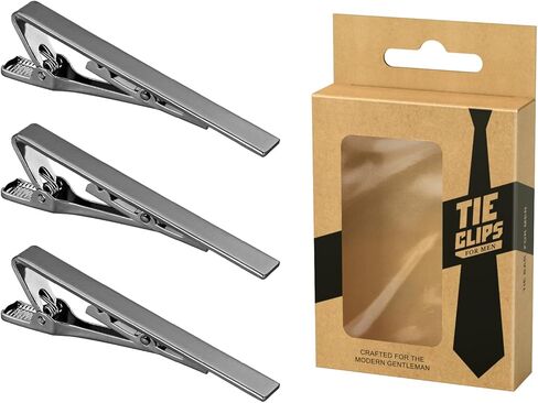 Roctee Tie Clips for Men, 3 Pack Men's Tie Clips Necktie Tie Bars Tie Pins for Men Accessories in Kuwait