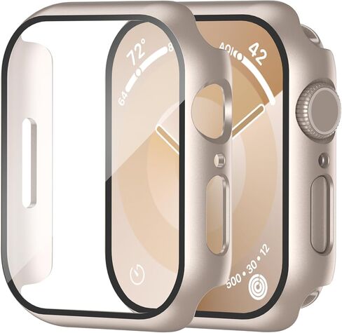 Smiling 2 Pack Case Built in Tempered Glass Screen Protector Compatible with Apple Watch Ultra 2/Ultra 49mm, Hard PC Case Overall Protective Cover- 1 Black + 1 Transparent in Saudi Arabia